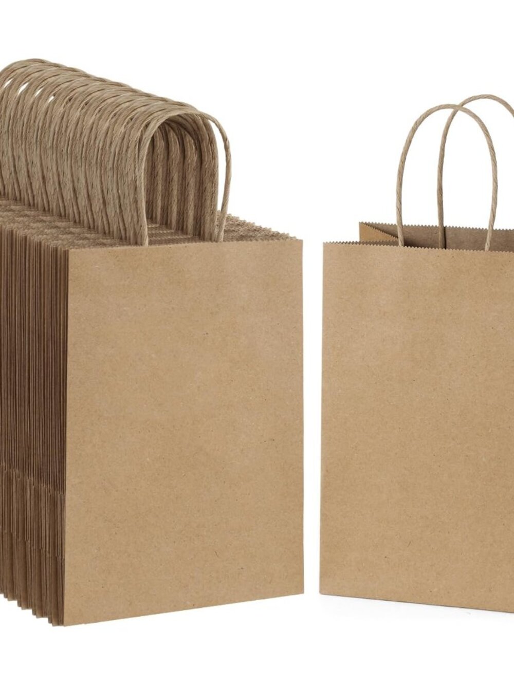 Small Brown Paper Gift Bags with Handles, 5.25x3x8 Inch, 100 Pack